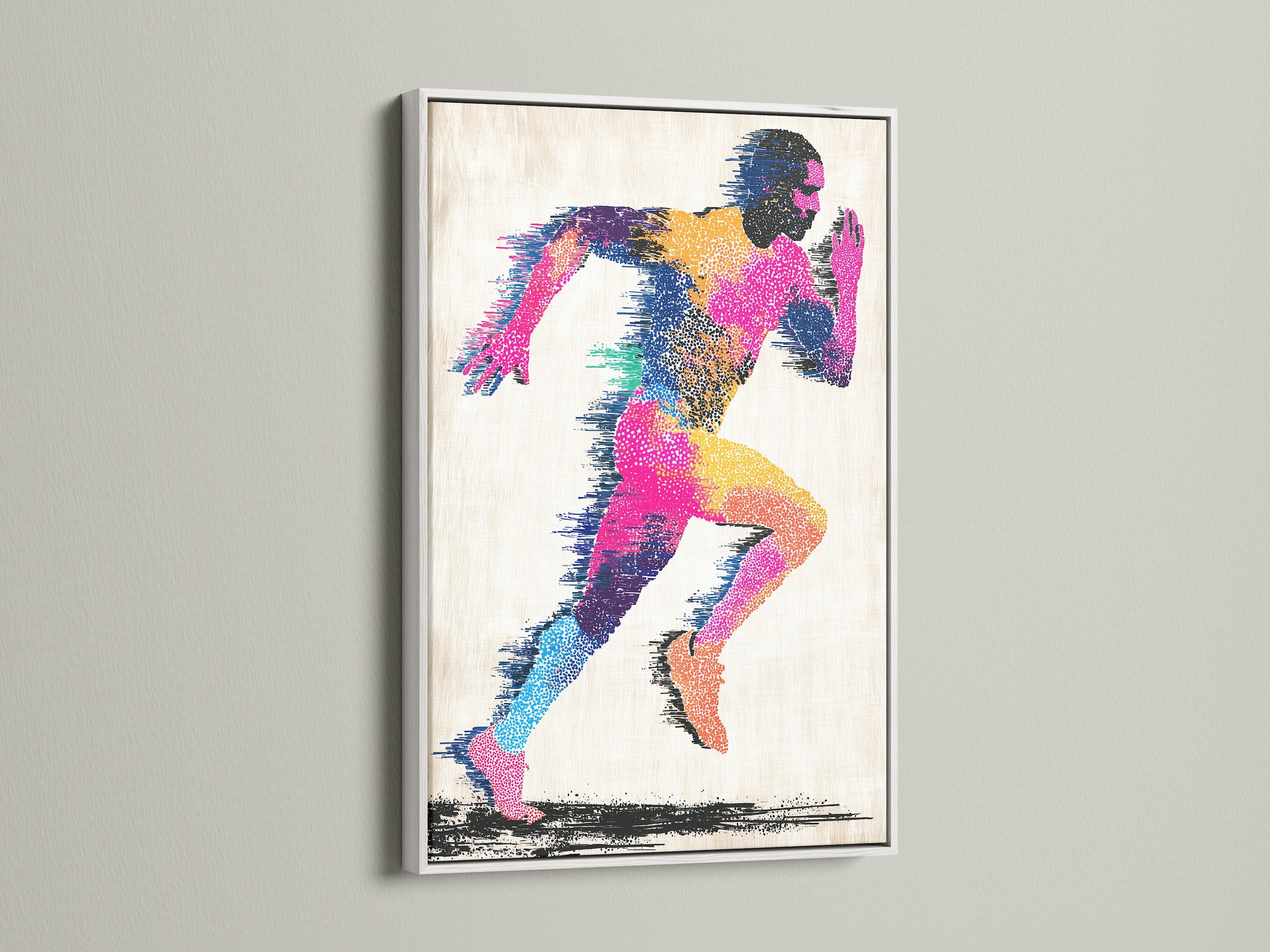 Colorful Running Figure Art Print - Abstract Runner Wall Decor, Modern Sports Artwork, Vibrant Athletic Poster, Fitness Motivation