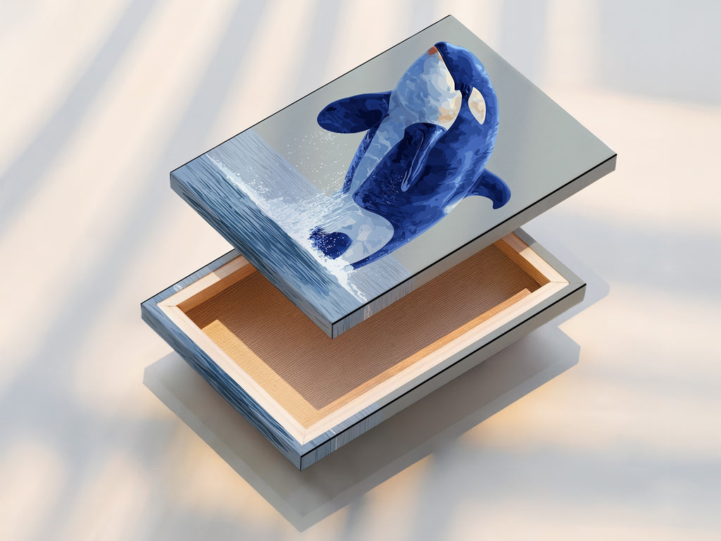 Discover the beauty of our stretched canvas print featuring the Orca Whale. This ready-to-hang artwork brings marine animal art to life. With vibrant colors and stunning detail it is ideal for coastal wall decor. Transform your living room bedroom or office with this captivating piece. Shop now and elevate your space with our nautical home art.