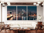 Philadelphia Skyline Canvas Wall Art, Night Cityscape Multi-Panel Print, Urban Downtown Decor, Modern City Lights Art, Large Philly Wall Art
