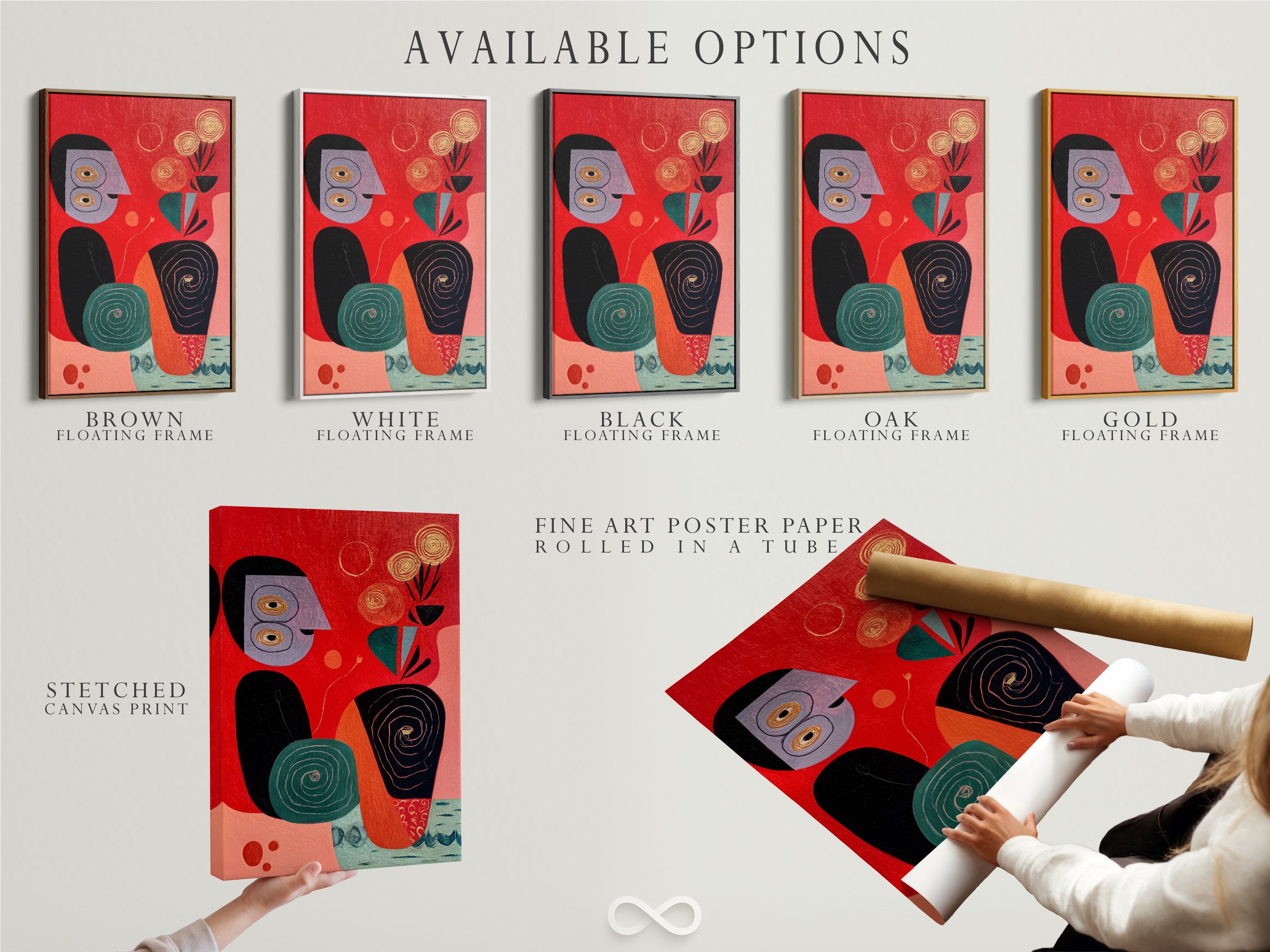 Explore available options for our abstract folk art. Choose from stretched canvas prints fine art poster paper and floating frames. Customize your mid-century modern artwork to fit your style. Discover the perfect option for your home decor.
