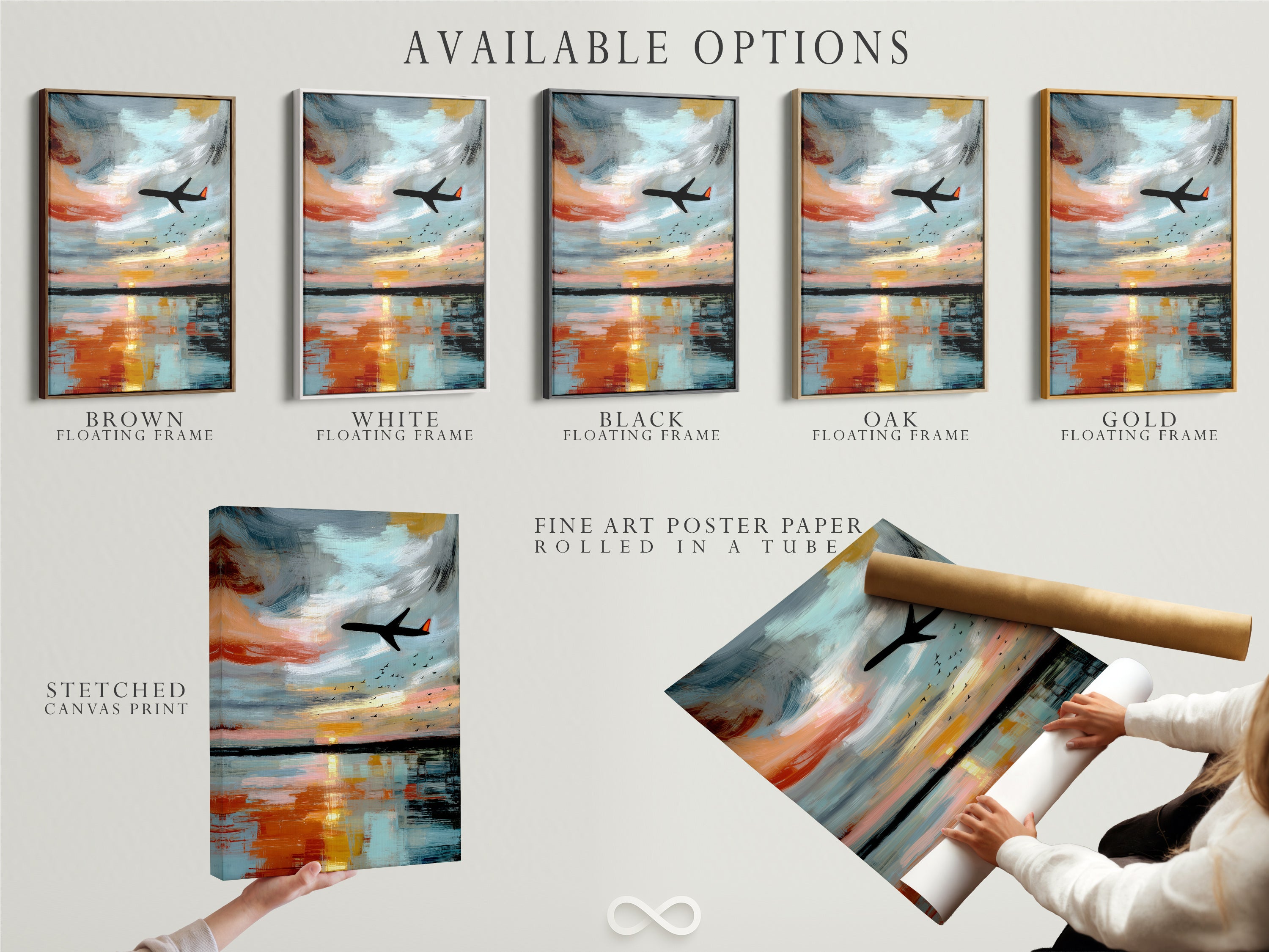 Explore available options for airplane art. Choose from stretched canvas prints. Fine art poster paper is also available. Consider a floating frame for an elegant touch. Discover the perfect aviation print to complement your decor today.