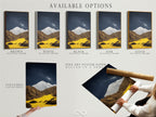 Explore available options for the Mountain Galaxy artwork. Choose from a stretched canvas print or a fine art poster paper. Consider a floating frame for a modern look. Each option highlights the earth tones and celestial details. Find the perfect piece to enhance your space with this stunning art.