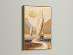 Sailboat Abstract Art - Nautical Wall Decor, Ocean Landscape Painting, Coastal Home Art, Beach House Decor, Maritime Print
