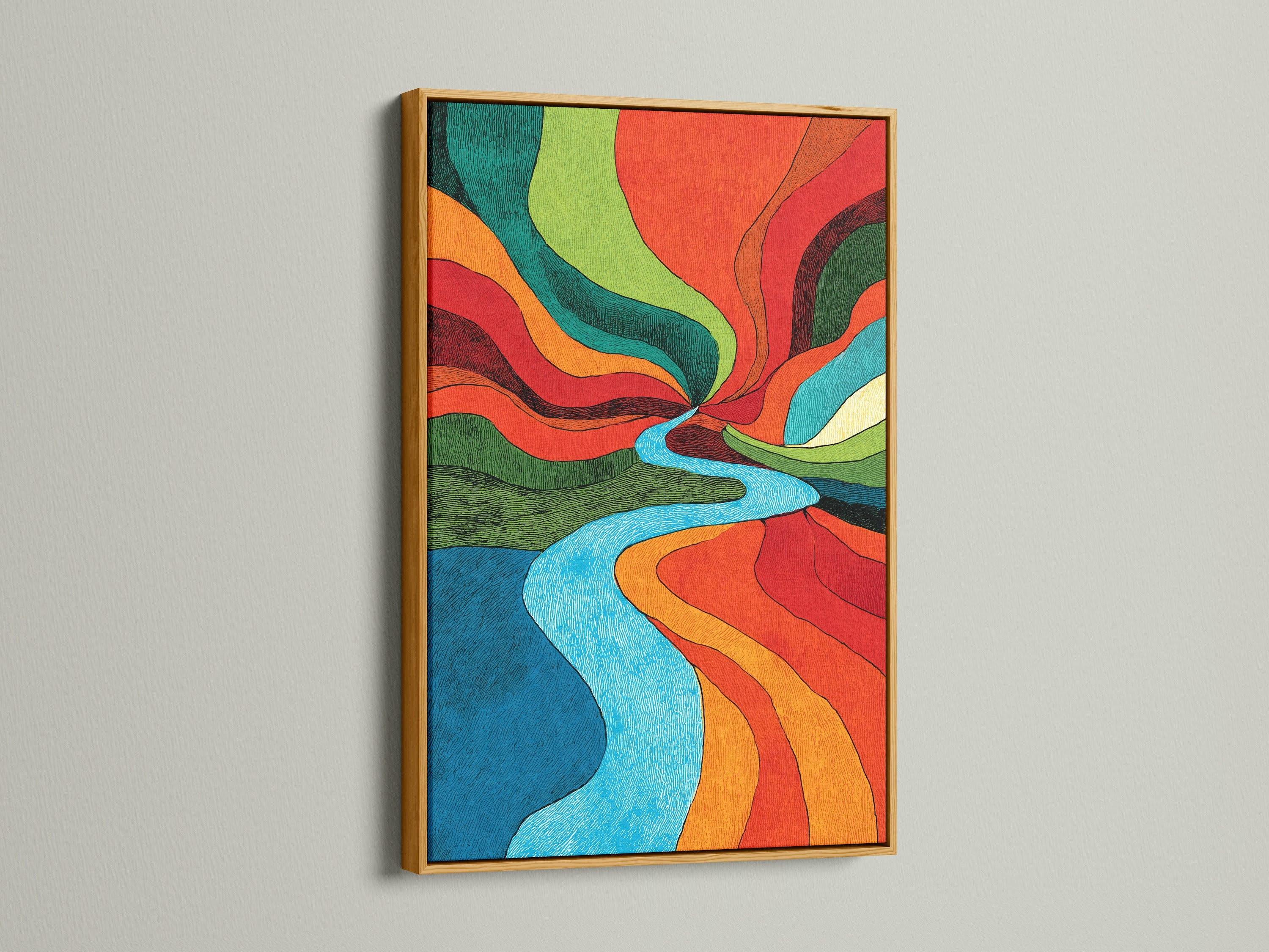 Artwork displayed in a gold frame. Gold frames add a touch of elegance and luxury. They enhance the artwork with a radiant glow. Transform your space with the opulence of gold framed art.