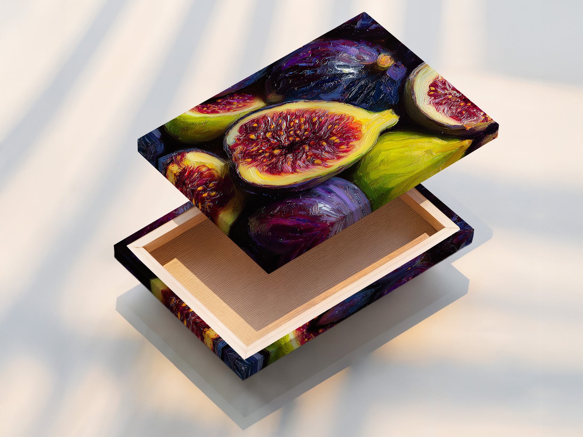 A stretched canvas print is displayed. Its tight weave and vivid colors are visible. Ready to hang and enjoy. Experience the texture and depth of a gallery-wrapped canvas. Make a statement with this bold art.