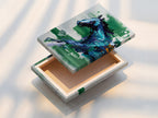This is a stretched canvas print featuring abstract horse art. The blue green animal artwork is ready to hang. Perfect for adding modern style to your home. The equestrian print suits contemporary farmhouse or eclectic styles.