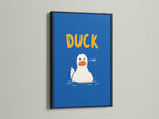Black Frame Duck Canvas Print Funny Animal Wall Art. This blue and orange artwork will brighten any kids room. The modern style makes it perfect for nursery wall decor. It's a great gift for parents grandparents and anyone seeking playful artwork.