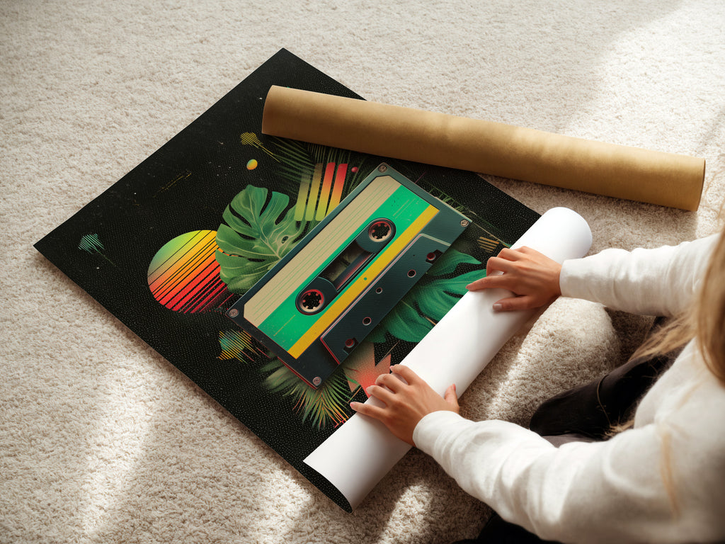 This is a woman carefully rolling a fine art poster paper. The high-quality paper ensures a crisp and vibrant print. This poster paper is perfect for showcasing detailed artwork. Get your fine art prints on premium poster paper. Order yours today for exceptional quality.