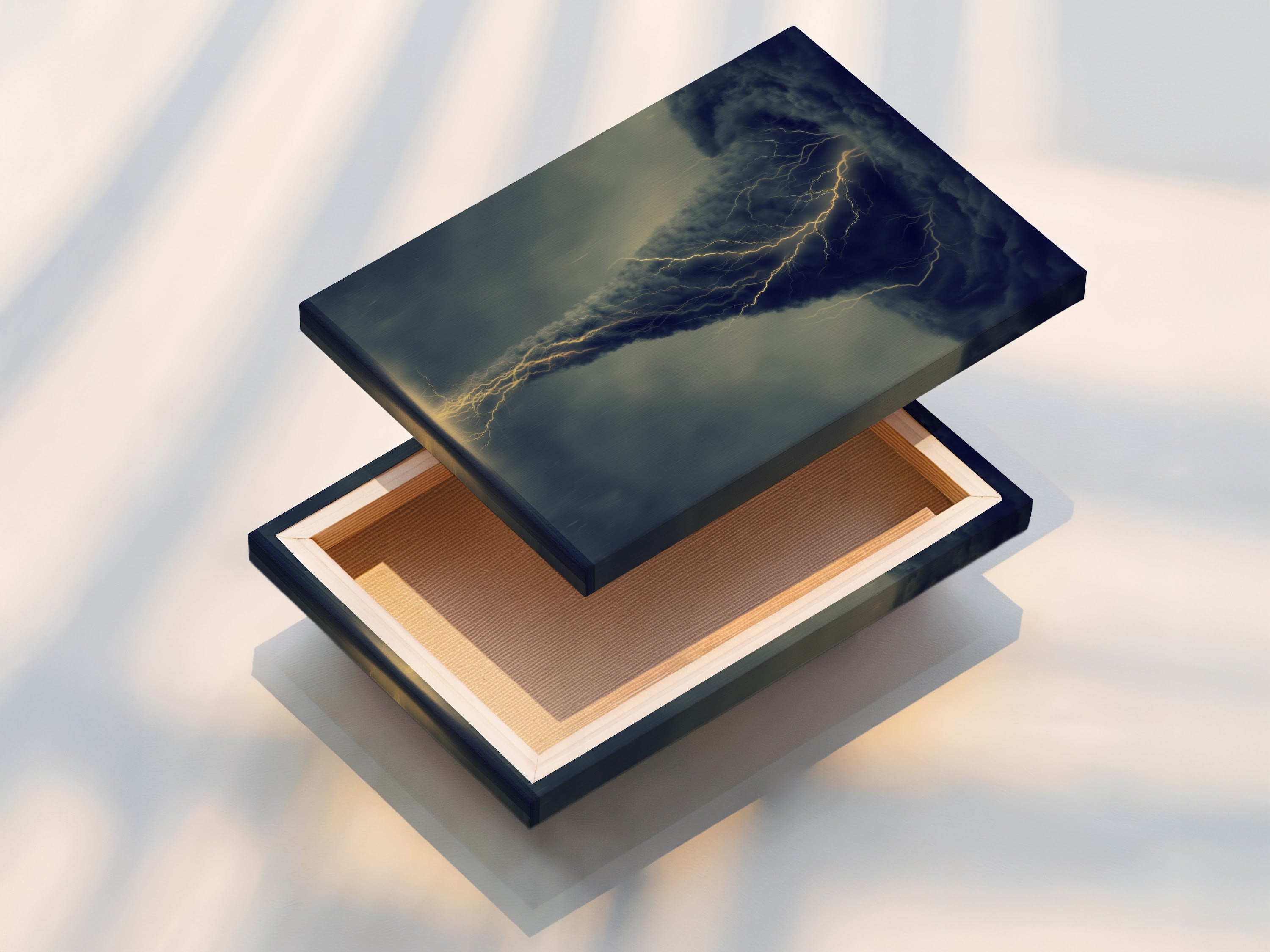 A stretched canvas print featuring a tornado. This dramatic weather art is ready to hang. The stretched canvas ensures a gallery-quality look. Perfect for living rooms bedrooms and offices. Add this moody piece to your decor today