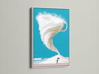This stunning surreal coffee cup storm artwork is showcased in a clean white frame. The fantasy beach art print features a captivating turquoise sky. This piece of imaginative art is ideal for adding a modern touch to your home decor. Perfect for art collectors and coffee shop owners.