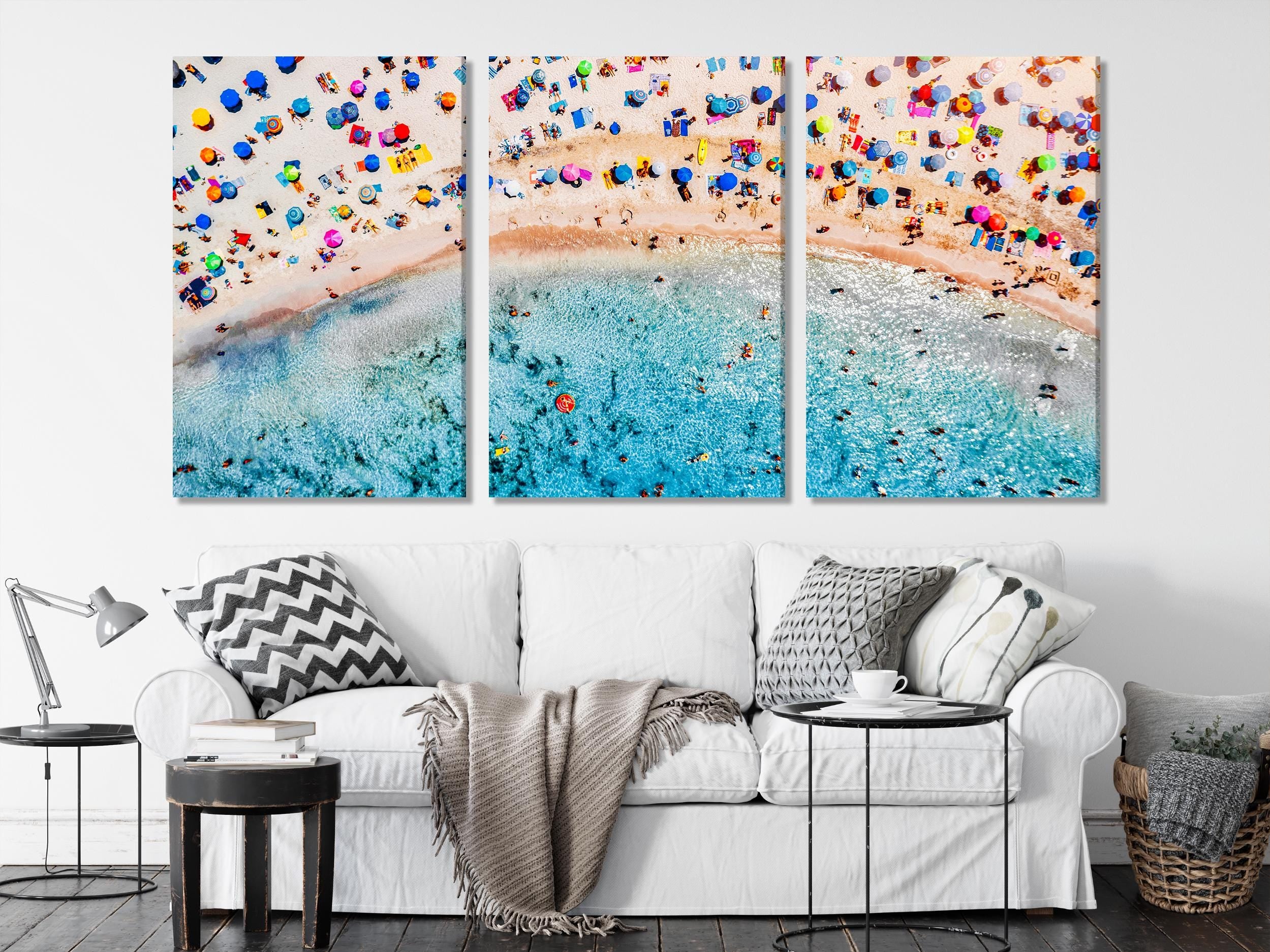 Summer Beach Canvas Art Print - Large Coastal Wall Art, Summer Inspired Artwork Beach Art Print Seaside Prints Beach House Canvas Art Print
