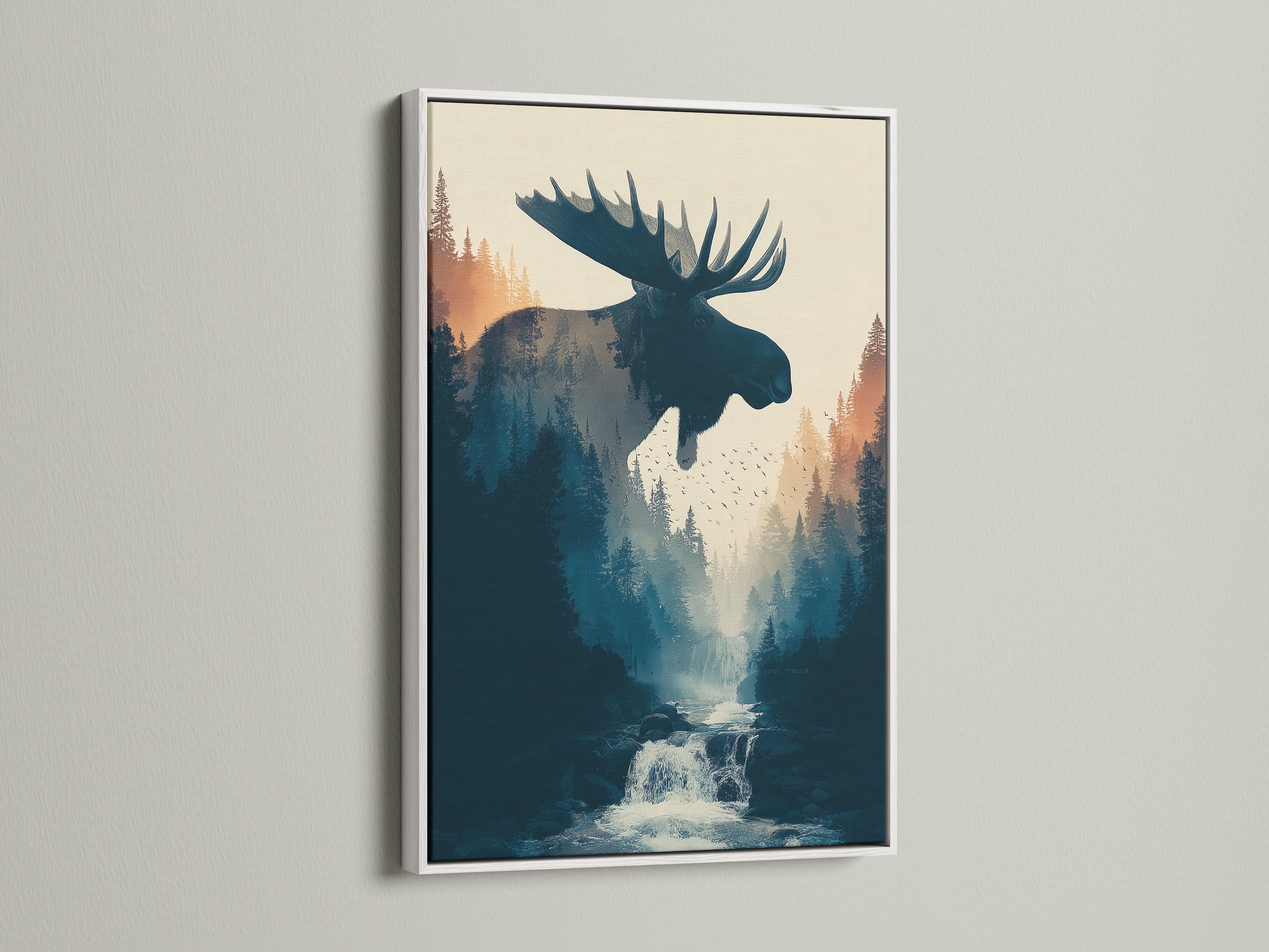 An artwork displayed in a white frame. The bright white frame offers a clean modern look. White frames enhance any artwork. Discover how a white frame can brighten your space. Order your artwork with a white frame today.