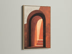 Artwork with an oak frame. The art features arches and steps. The oak frame offers a natural and warm touch. Enhance your home decor with our stylish and high-quality frames.