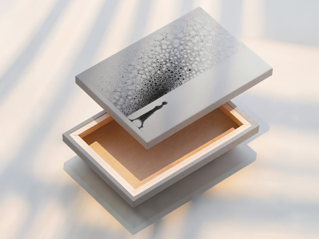 A stretched canvas print on display. The canvas texture adds depth and richness. It brings artwork to life. This is a ready-to-hang piece. It offers a gallery-wrapped edge. It enhances any room's decor