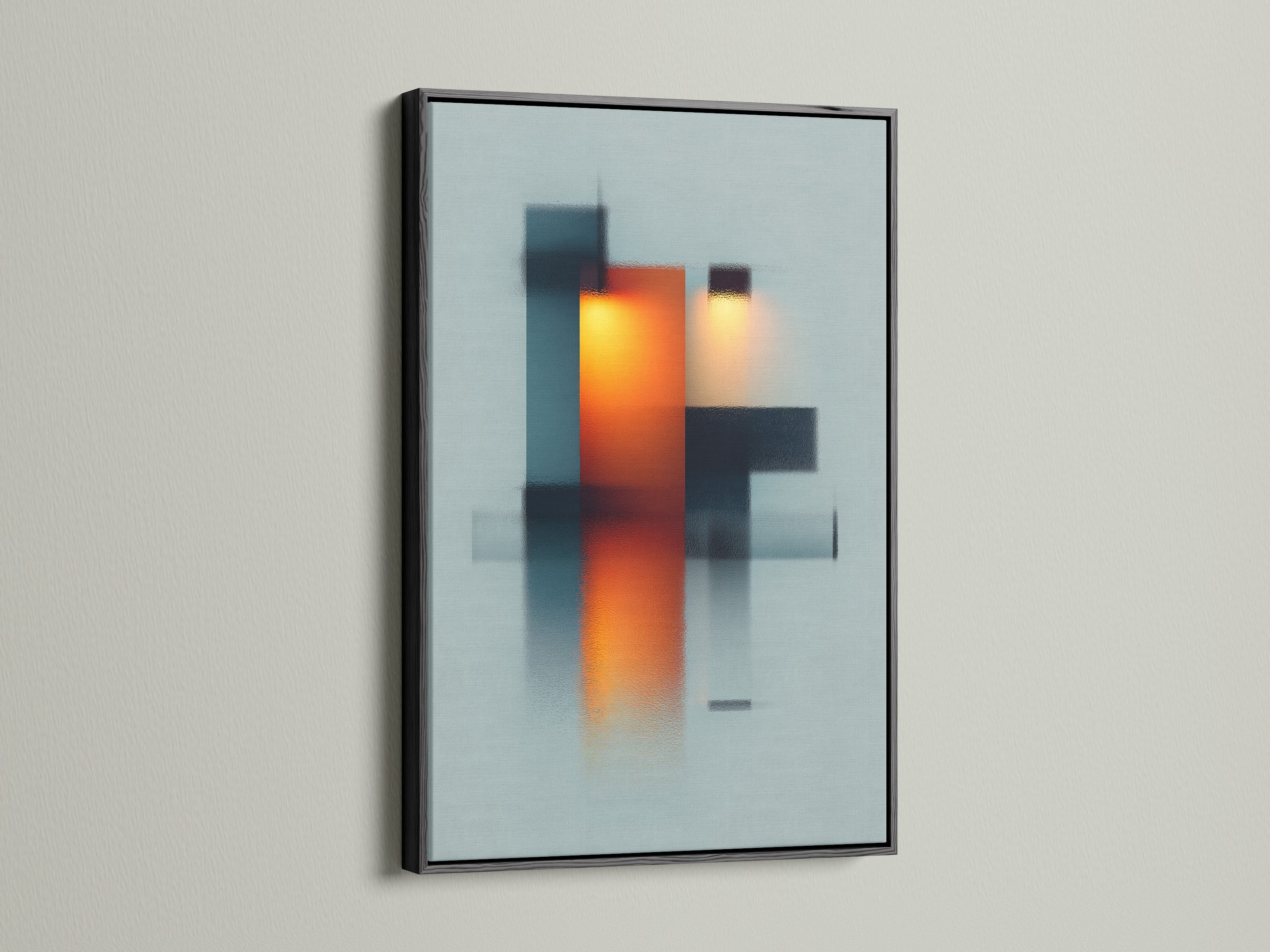 This is a sleek black frame. It provides a bold contrast to the artwork. Black frames add sophistication to any room. They're perfect for making a statement. View the striking impact of black frames on artwork.