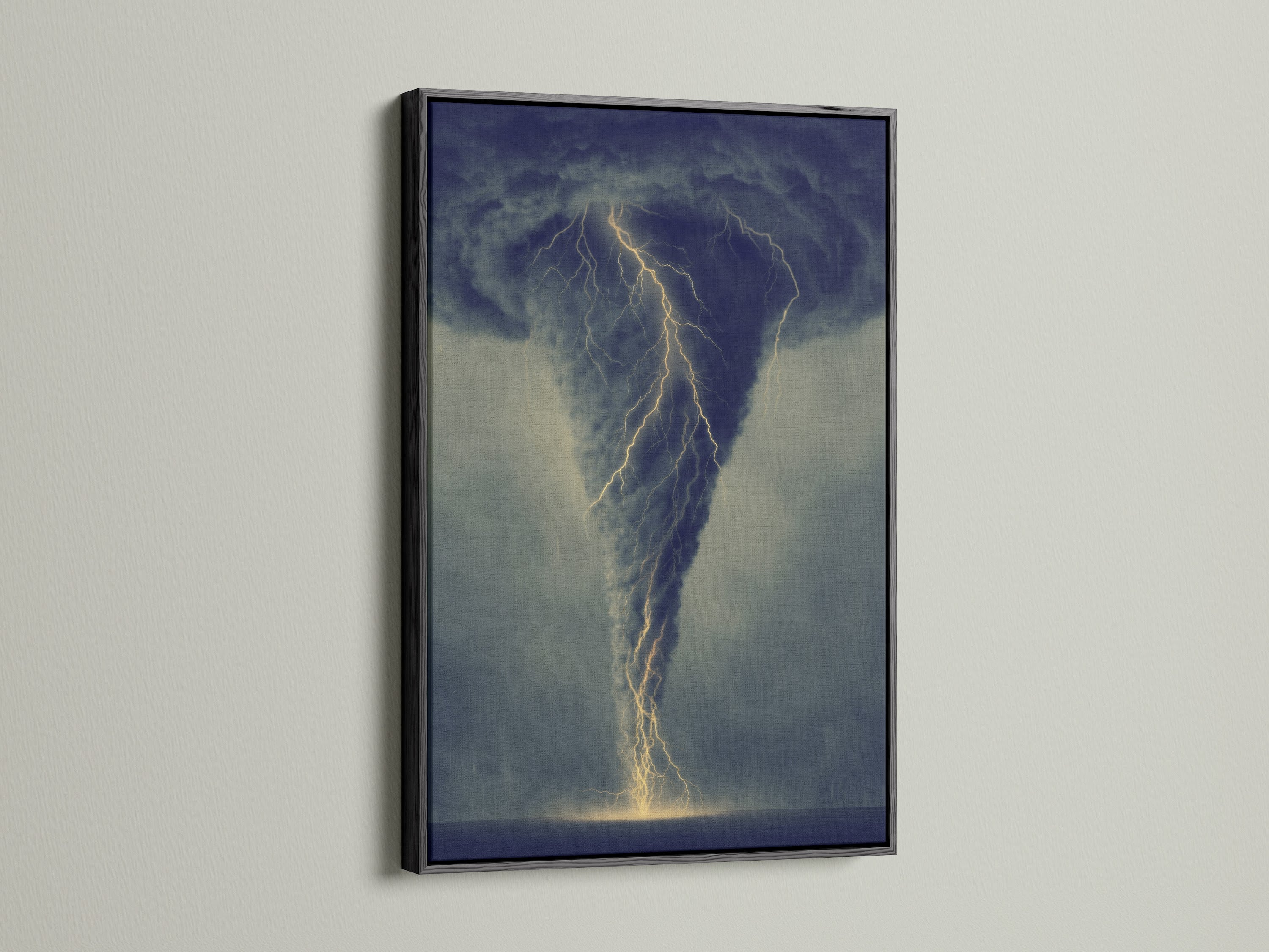 Striking tornado artwork in a black frame. The dramatic weather poster adds a unique touch. This storm canvas is great for cafes and boardrooms. The black frame suits industrial aesthetics. Discover disaster art for a bold statement