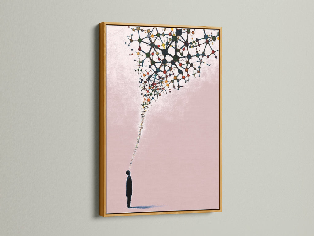 The abstract silhouette art print is elegantly displayed in a gold frame. This modern canvas art adds a touch of sophistication. Perfect for enhancing office wall art. The minimalist print complements any contemporary space. It's a striking piece of abstract artwork.