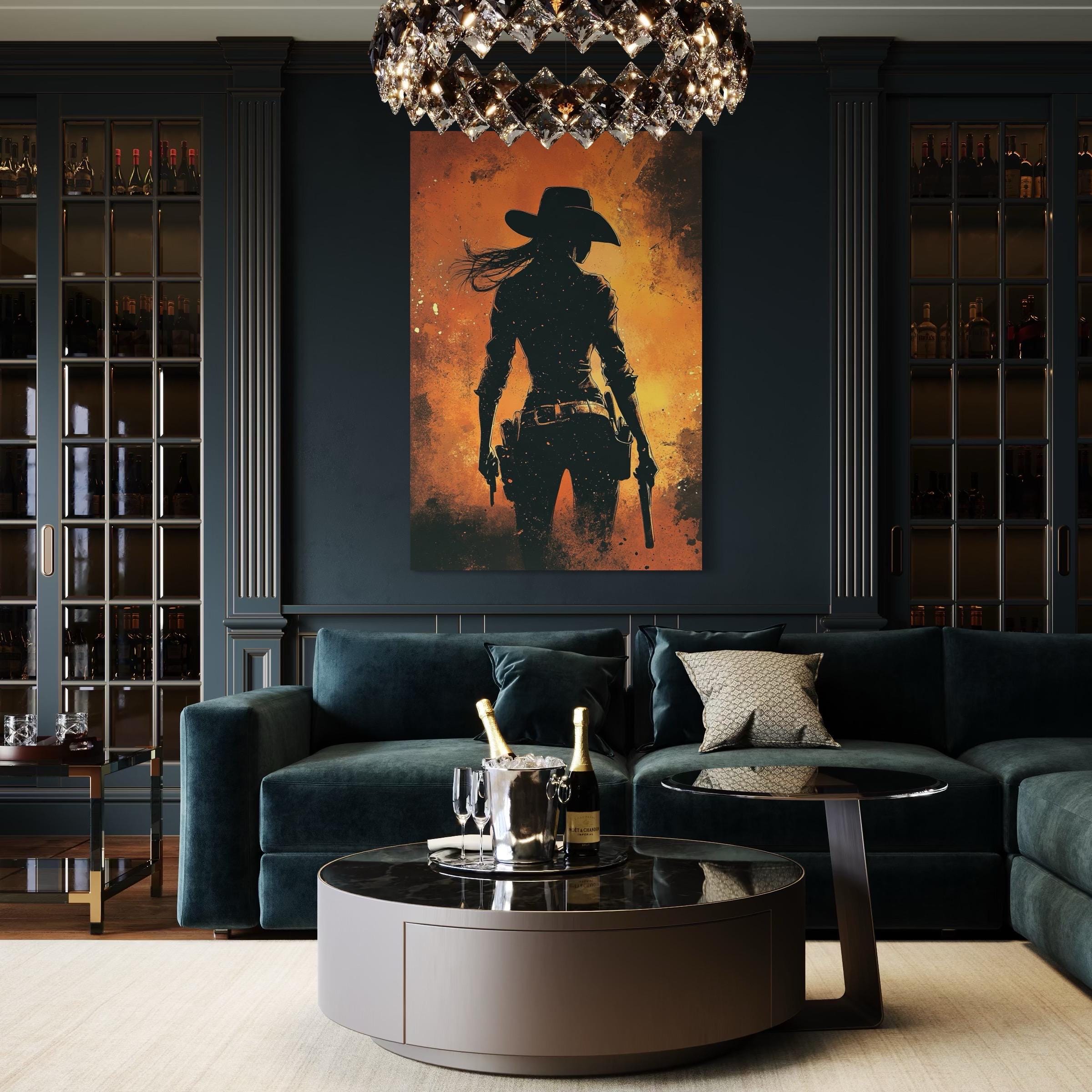 Cowgirl Wall Art - Western Wall Decor, Wild West Artwork, Large Western Themed Canvas Print, Rustic Cowgirl Canvas Art, Rodeo Art Gift