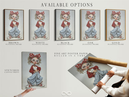 Available options displayed include a stretched canvas print. Also shown is fine art poster paper and a floating frame. Explore the variety of options to match your style. Find the perfect way to display artwork in your home. Transform your space with art.