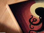 A close-up of a canvas print in a floating frame. The floating frame enhances the octopus artwork. The nautical wall art appears to float. It adds a modern touch to coastal decor. The sea creature print looks stunning and unique.