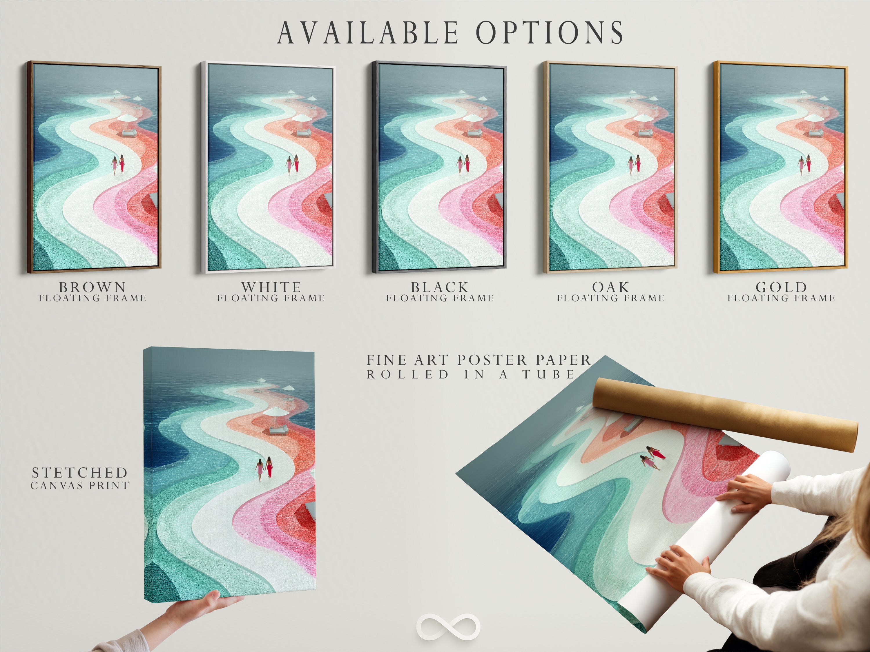 Available options include stretched canvas print fine art poster paper and floating frame. Select the perfect finish for your abstract beach artwork. Customize your coastal wall art to match your style. Enjoy the versatility of our modern ocean wave print. Create your dream coastal home decor.