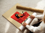 A woman is carefully rolling a fine art poster paper. She is preparing the artwork for shipping or framing. High-quality paper ensures the artwork looks its best. This will preserve the art for years to come.