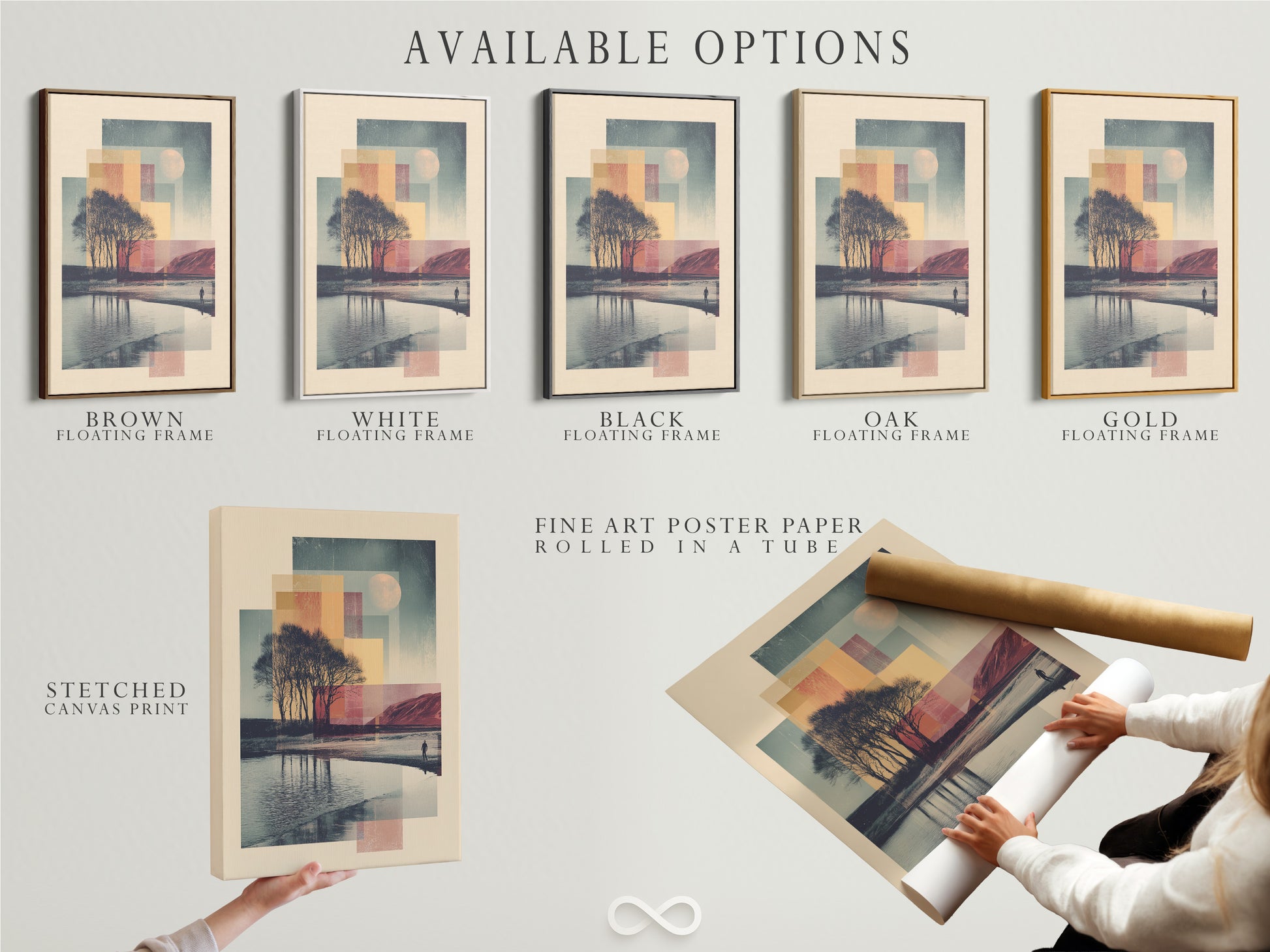 Available options: stretched canvas print fine art poster paper and floating frame. Choose the perfect option for your artwork. These options allow you to customize your artwork. You can create a unique piece that reflects your style.