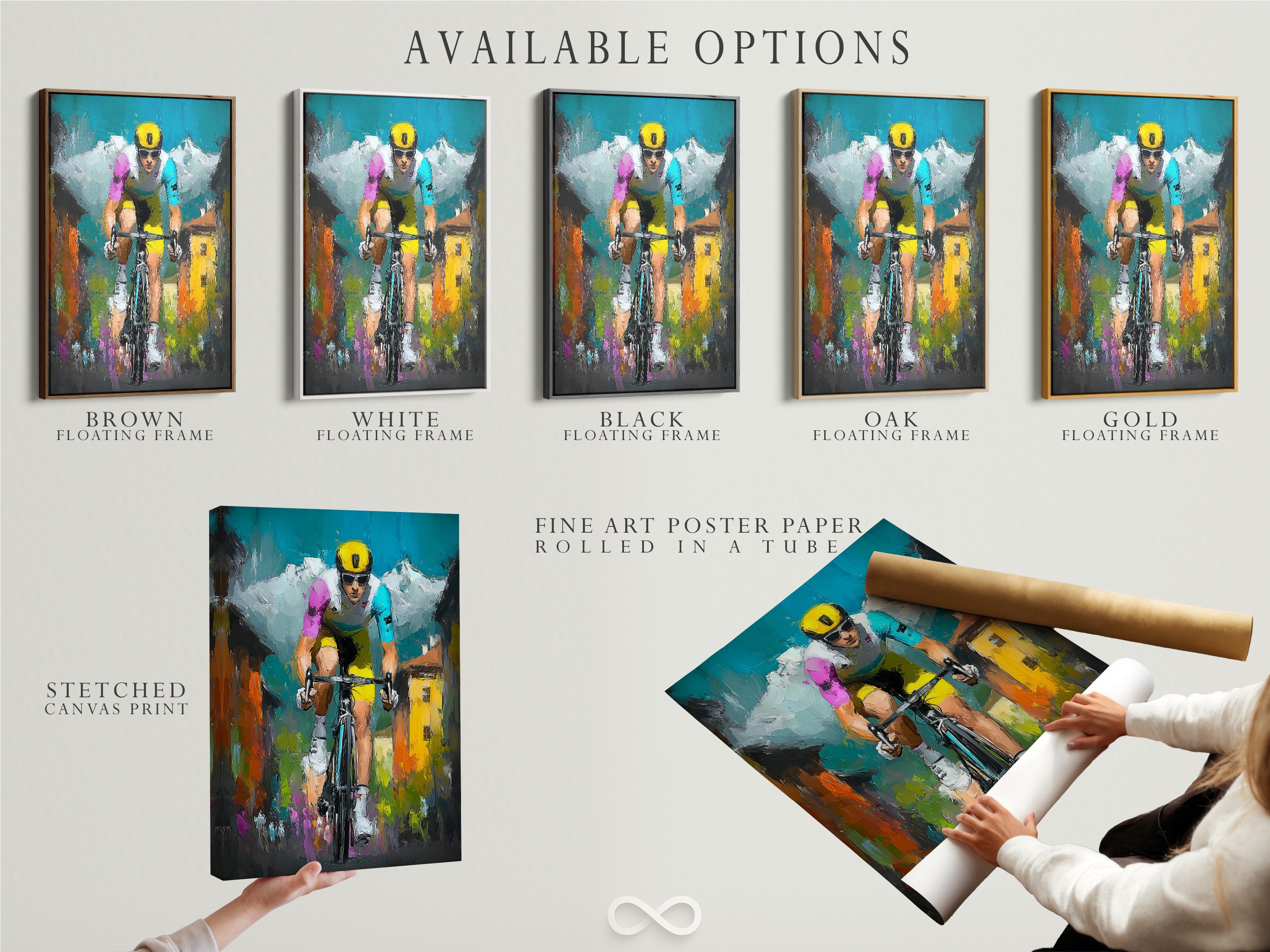 Explore available options for your artwork. Choose from a stretched canvas print. Consider a fine art poster paper. Or select a floating frame. Each option enhances the artwork. Customize your art to match your personal style and preferences.