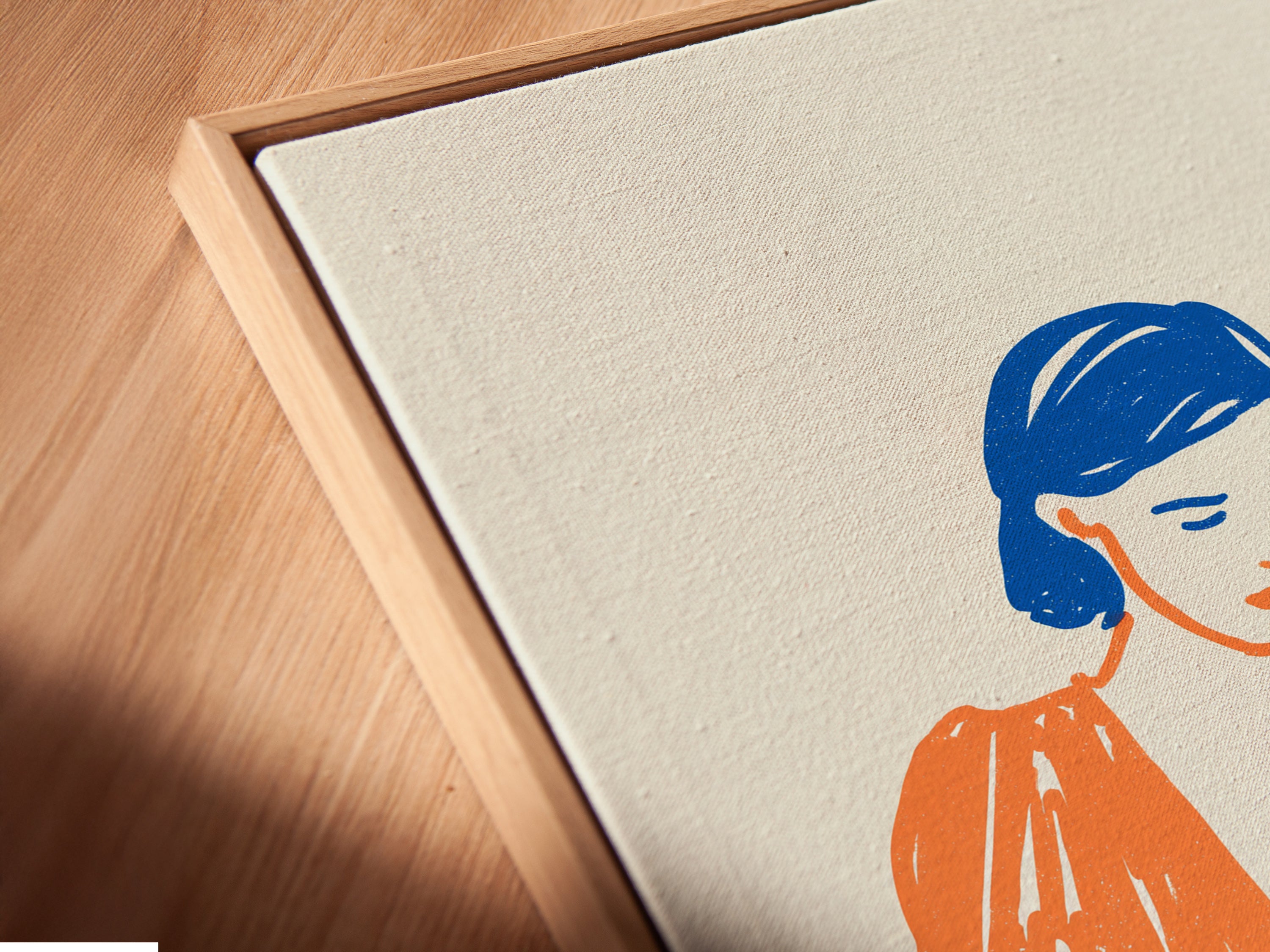 Get a close-up view of the canvas print in a floating frame. The floating frame gives the artwork a modern gallery look. It makes the retro music poster stand out. Perfect for showcasing your DJ artwork in a unique way.