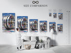Check out the size comparison chart. See how the artwork fits in various spaces. The modern mechanical print is perfect for any room. The digital pixel canvas enhances your fitness room decor. Find the right size for your wall.