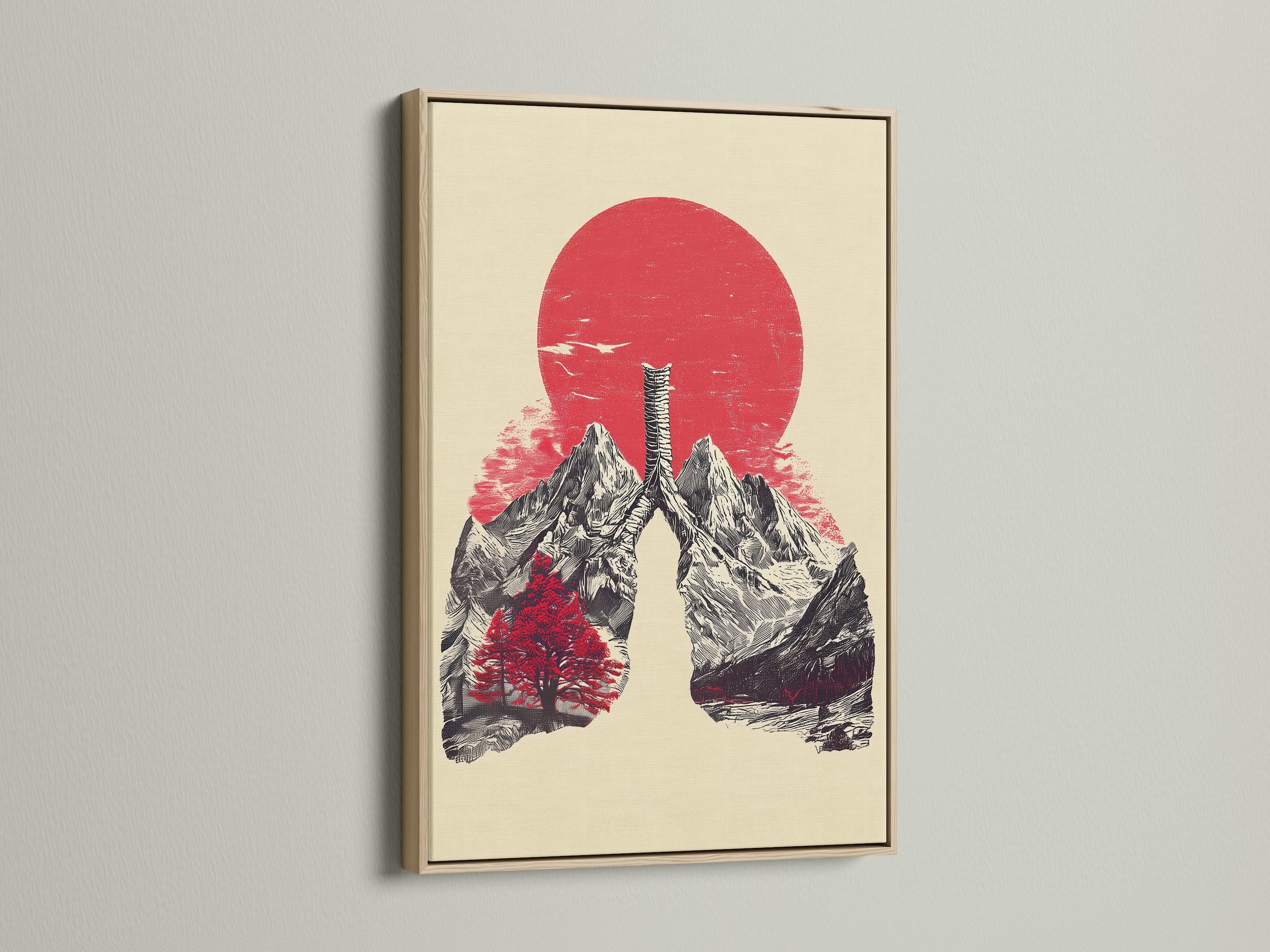 This is an oak frame. The frame enhances the artwork. Oak offers a natural and warm tone. The artwork looks great in this frame. Consider oak for a classic touch.