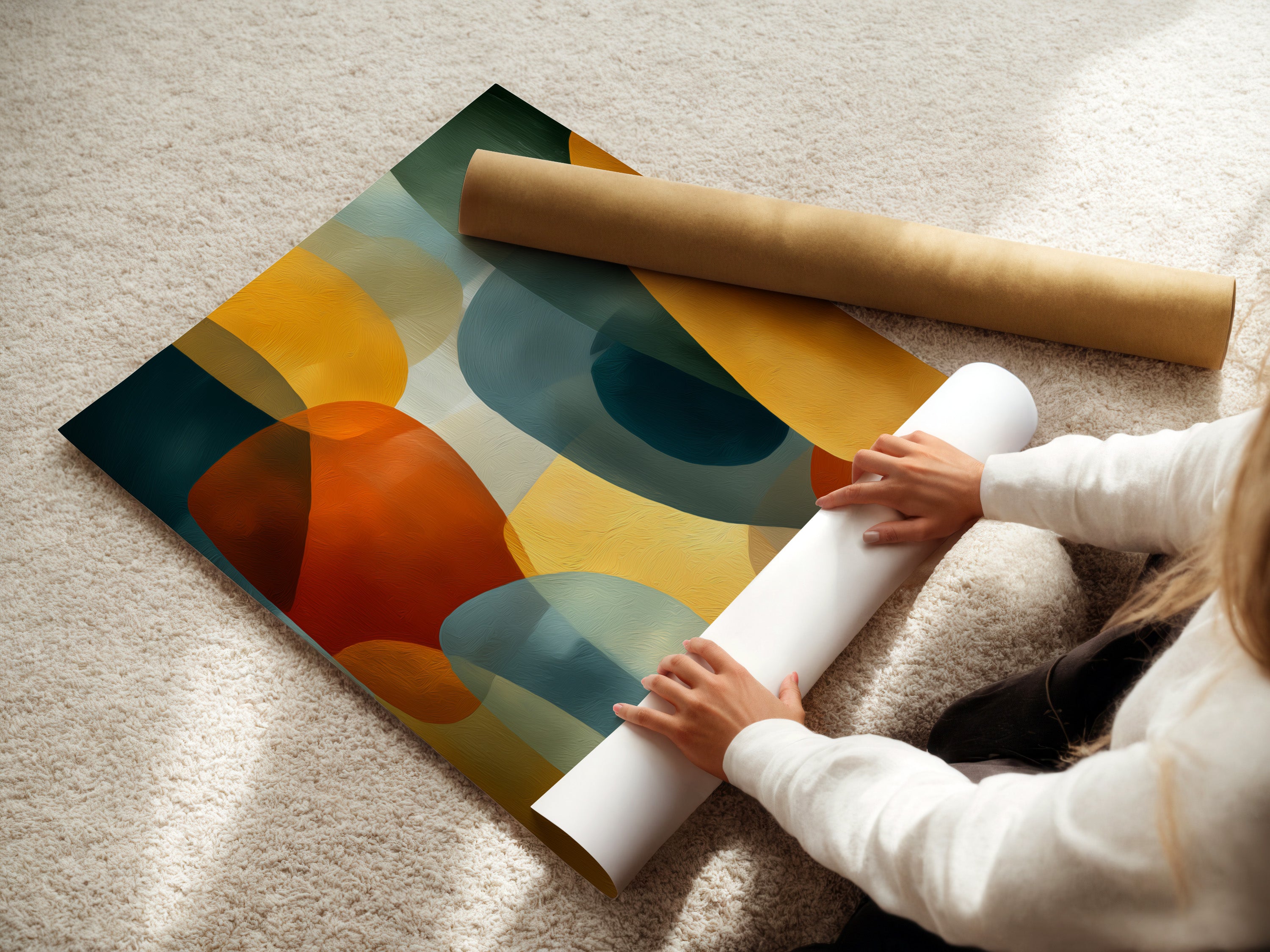 Abstract Geometric Canvas Print - Modern Colorful Wall Art, Contemporary Shapes Artwork for Living Room Decor