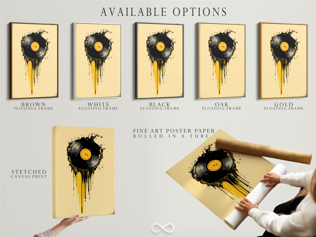 Available artwork options including stretched canvas print fine art poster paper and floating frame. Choose your preferred style. Select the perfect option to match your decor. Explore various ways to display your new artwork. Find the best fit for your needs.