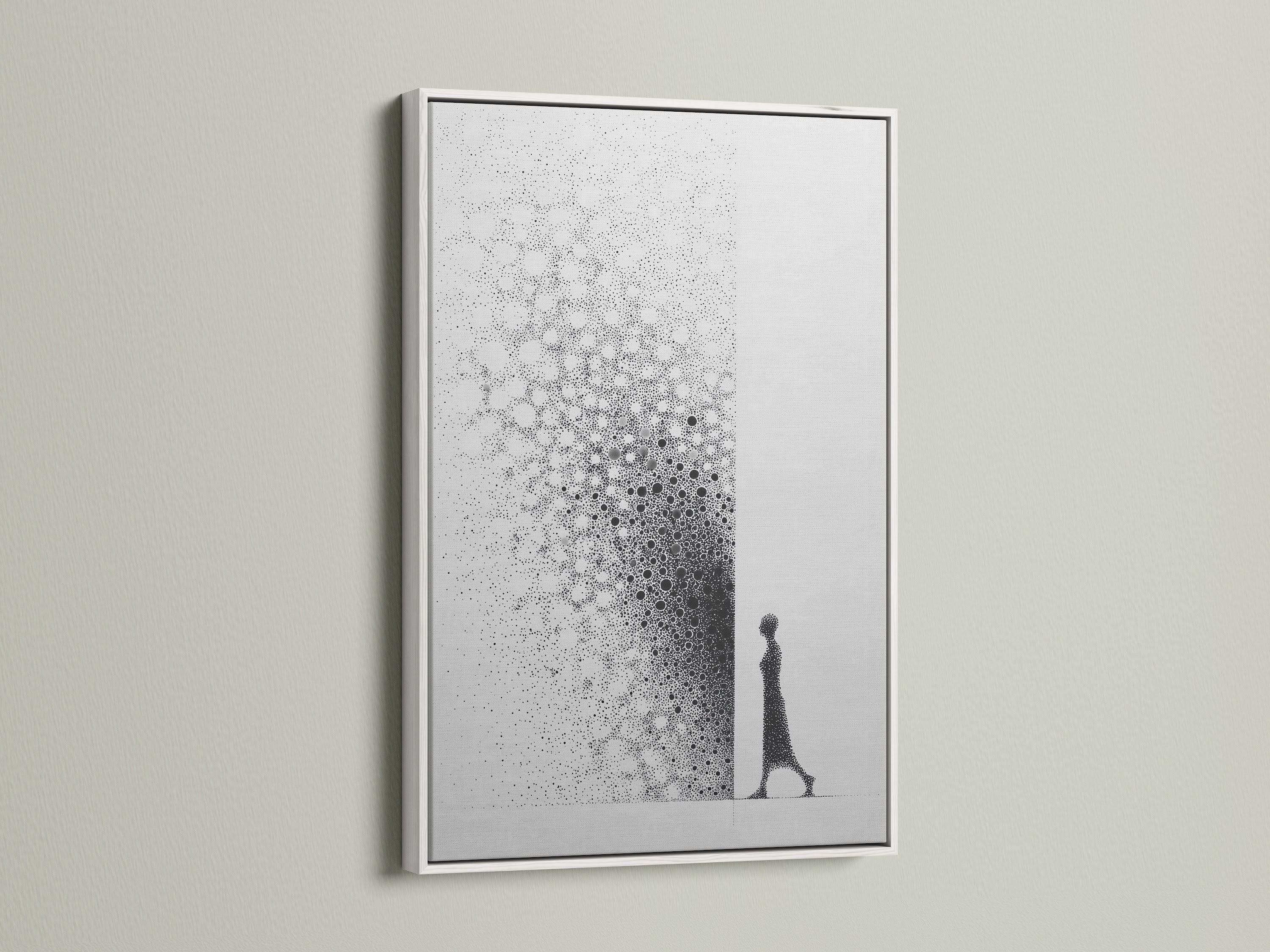 A white frame is on display. It offers a clean and modern look. It is ideal for any artwork or photograph. Its neutral tone ensures. It complements any color scheme in your home or office space