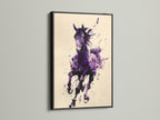 A black frame adds drama to this horse art print. The bold contrast makes a statement. Perfect for contemporary spaces. Elevate your art with a black frame.