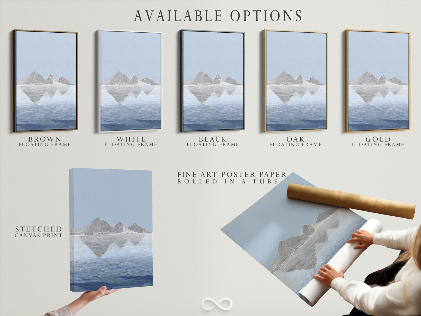 Explore available art options including stretched canvas prints fine art poster paper and floating frames. Choose the perfect medium for your artwork. Customize your art to match your style. Discover our range of options today. Elevate your space with personalized art. Find the perfect fit for your decor.