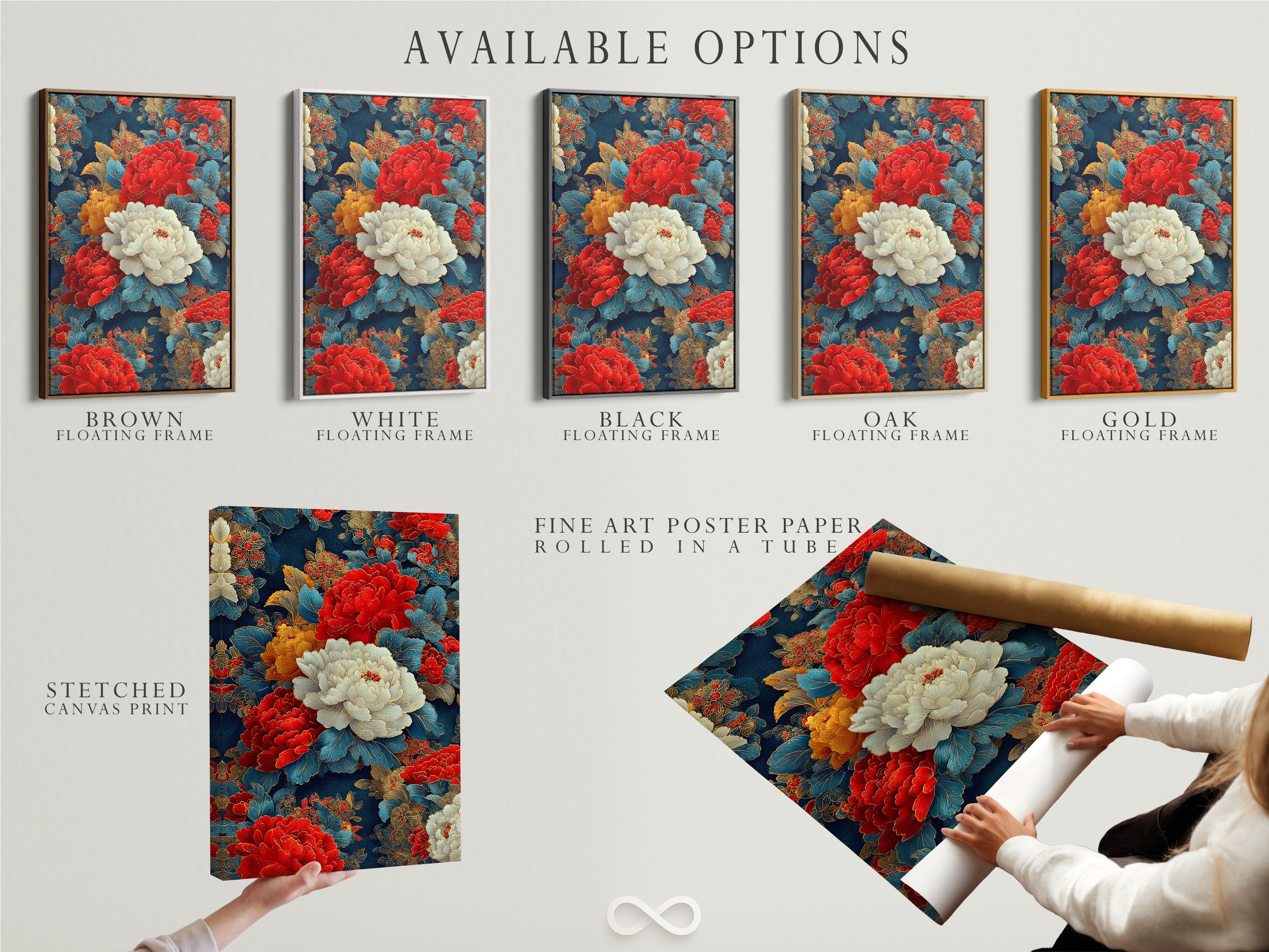 Vintage Peony Canvas Print - Asian Floral Wall Art, Traditional Botanical Art for Living Room Decor