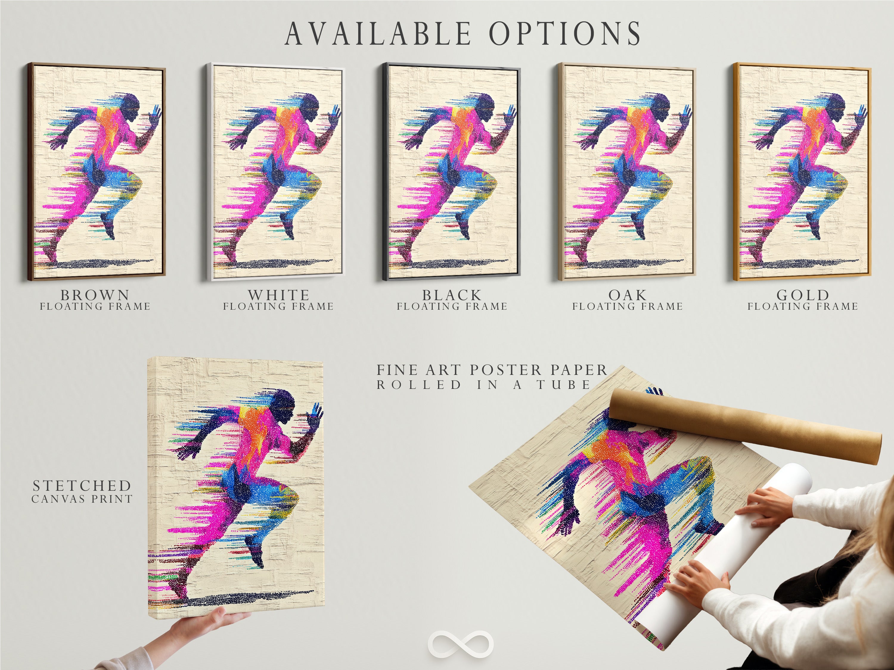 Colorful Runner Silhouette Art Print - Vibrant Motion Sports Wall Decor, Modern Athletic Poster, Fitness Motivation Artwork