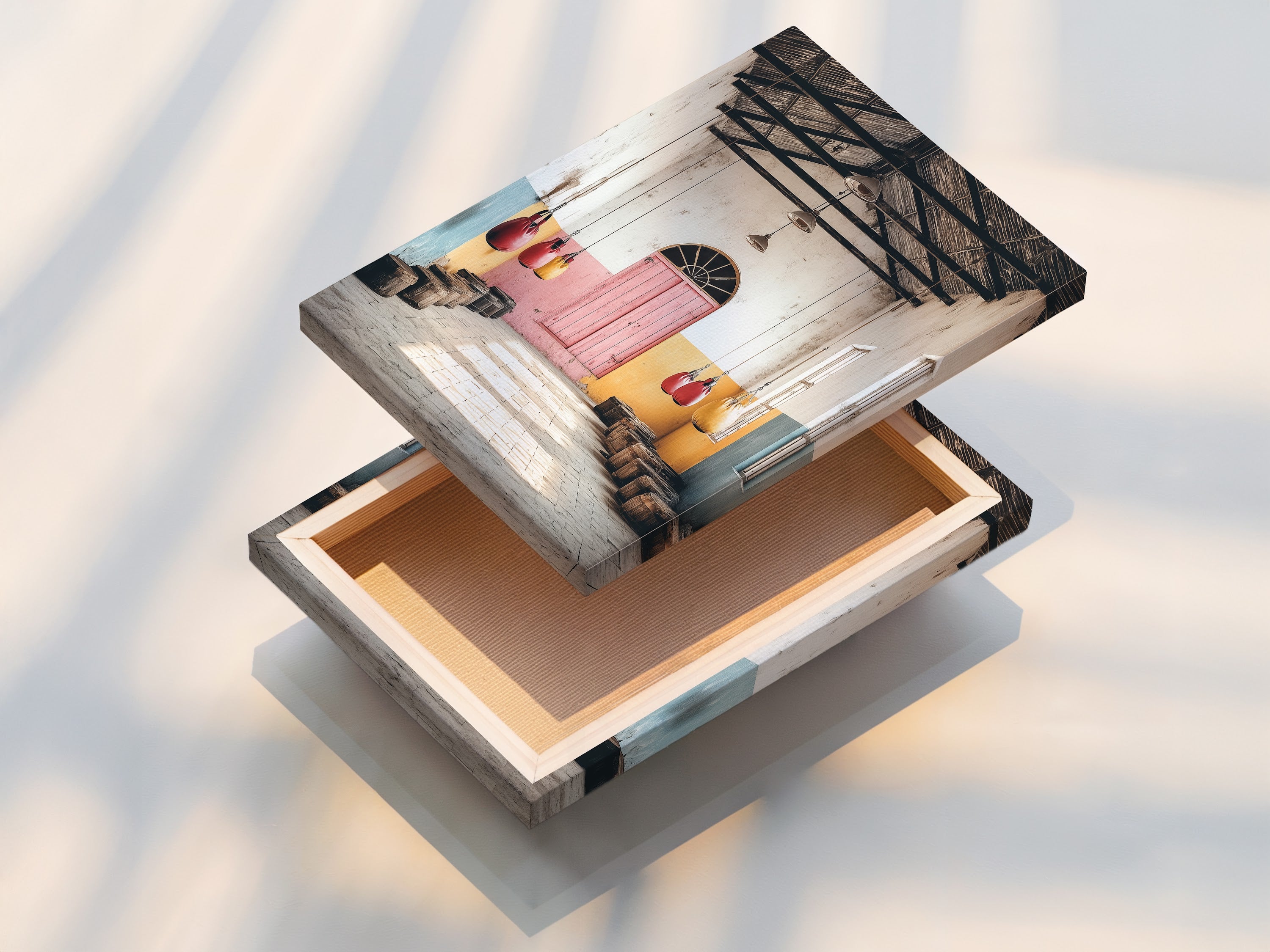 The stretched canvas print of vintage gym artwork is ready to hang. The distressed pastel colors add character to any space. This sport wall decor is perfect for a man cave or gym. The stretched canvas ensures a gallery-quality look. It is ideal for homeowners and renters.