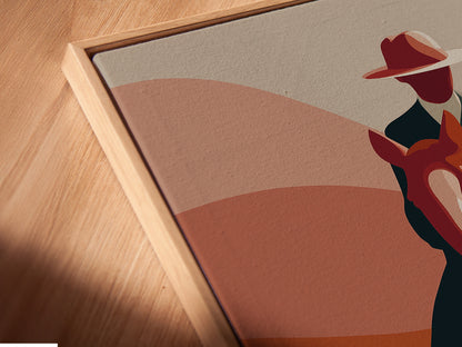 Angled close-up reveals a canvas print. The canvas print is showcased in a floating frame. Floating frames create a modern gallery look. The frame enhances depth and dimension. See the detail in our canvas prints. The floating frame is a stylish choice
