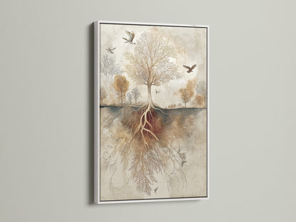 See artwork displayed in a white frame. A clean and modern look for any space. The white frame accentuates the artwork. It offers a fresh and contemporary feel. Ideal for minimalist or bright interiors. The white frame adds sophistication. It makes the artwork pop.