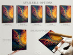 Available options include a stretched canvas print fine art poster paper and a floating frame. Choose the perfect format to showcase your artwork. Each option offers a unique aesthetic and presentation. Stretched canvas provides a gallery-like feel. Fine art paper allows for detailed reproductions. Floating frames add a modern touch.