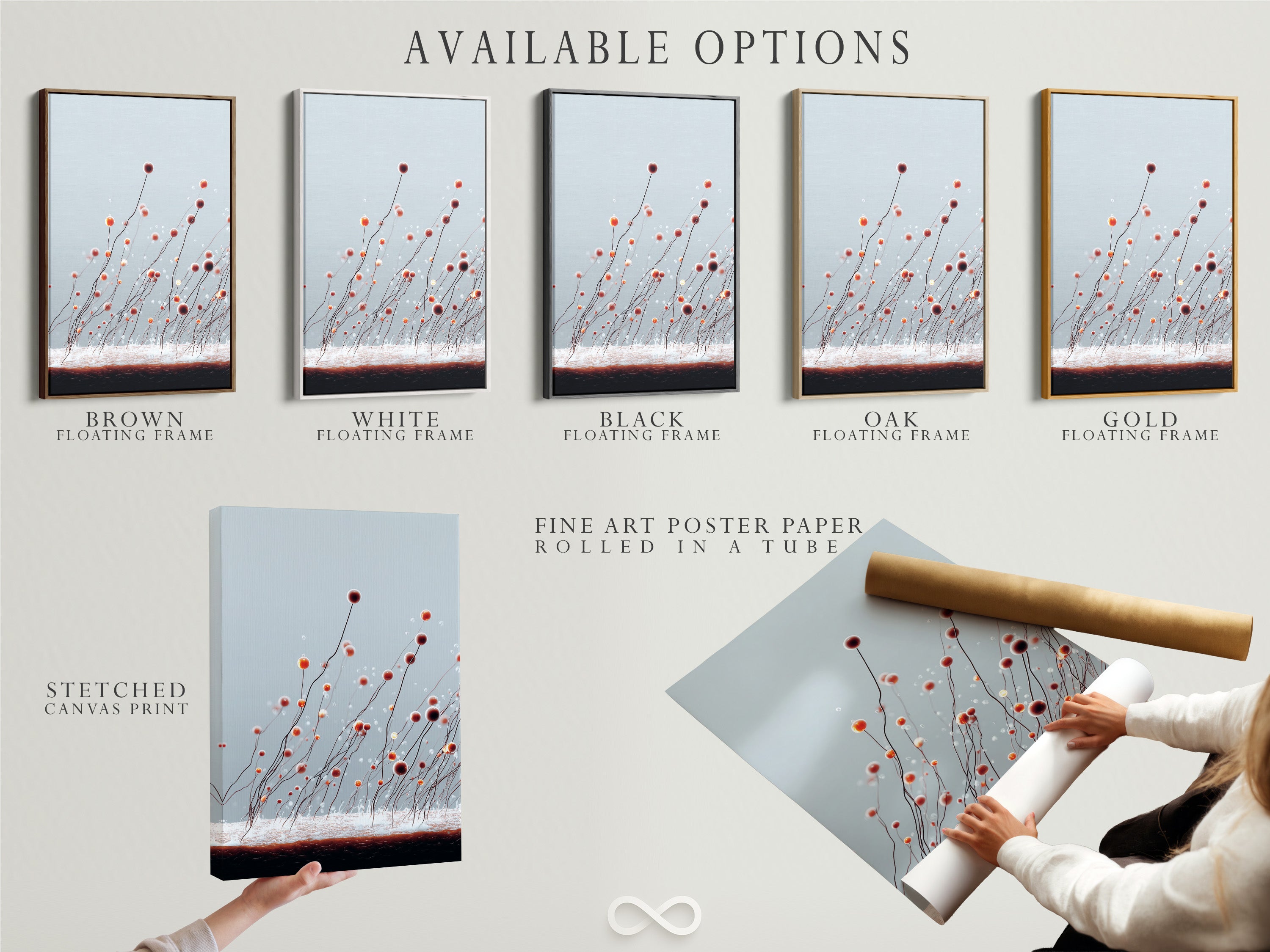 Available options include stretched canvas prints fine art poster paper and floating frames. Choose the perfect format for your artwork. Explore all our available options. Customize your art to fit your style.