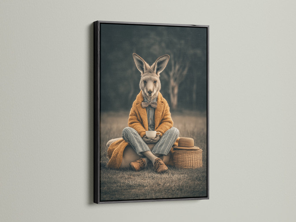 This rabbit canvas print is perfect for your home. The artwork is framed in sleek black. It enhances any contemporary space. Ideal for an executive office or study room. This vintage animal print adds character to your walls. The black frame brings a modern touch. It's a sophisticated choice for art lovers.