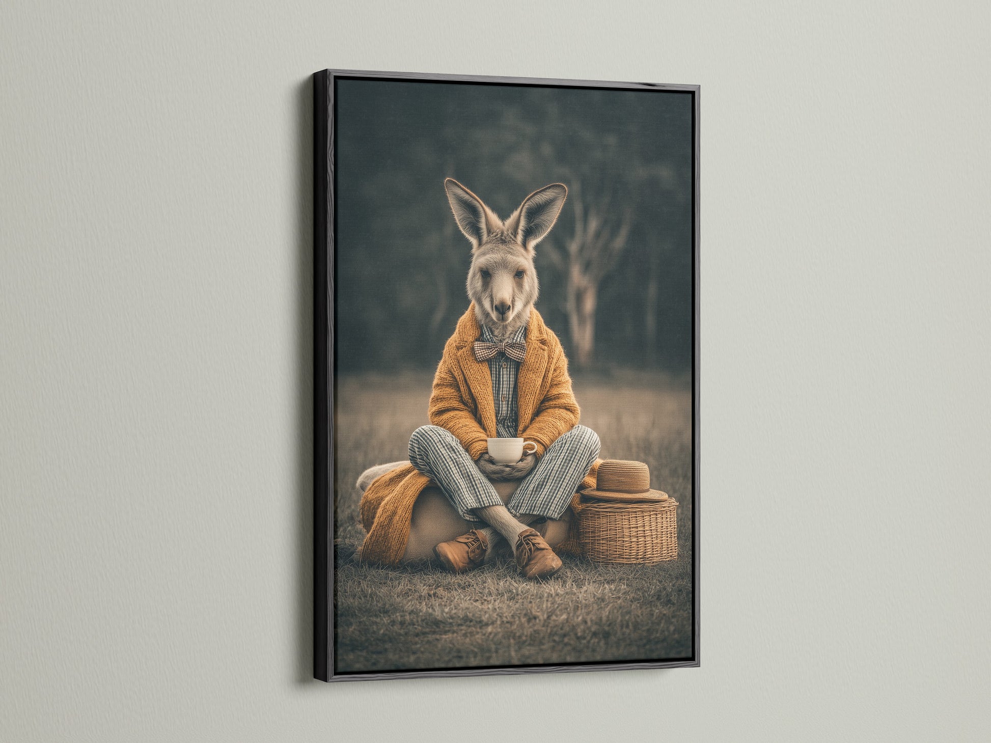 This rabbit canvas print is perfect for your home. The artwork is framed in sleek black. It enhances any contemporary space. Ideal for an executive office or study room. This vintage animal print adds character to your walls. The black frame brings a modern touch. It's a sophisticated choice for art lovers.