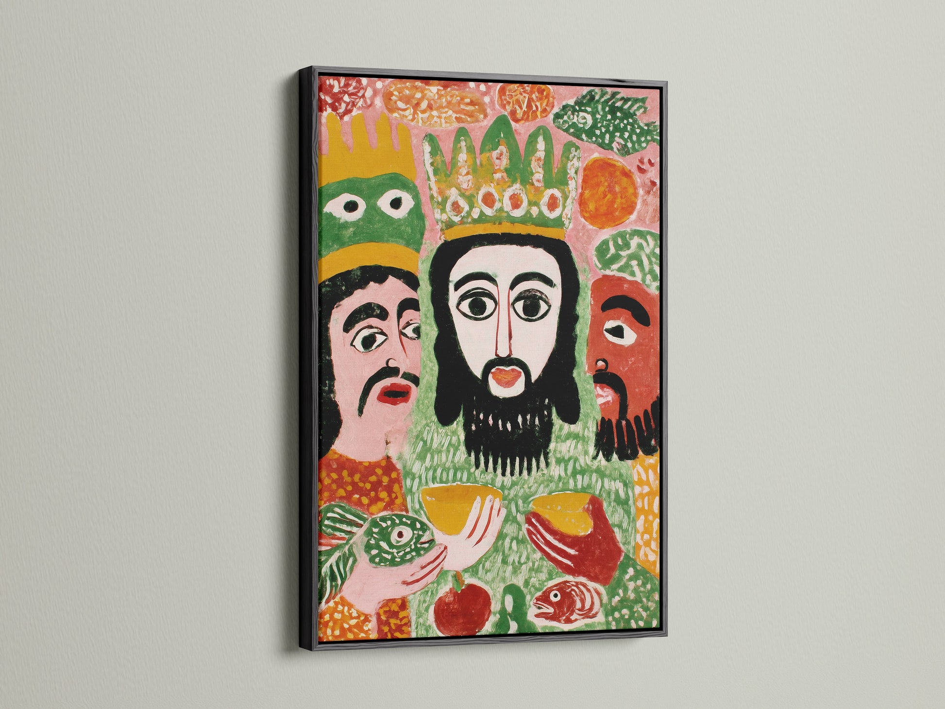 Three Kings canvas in black floating frame