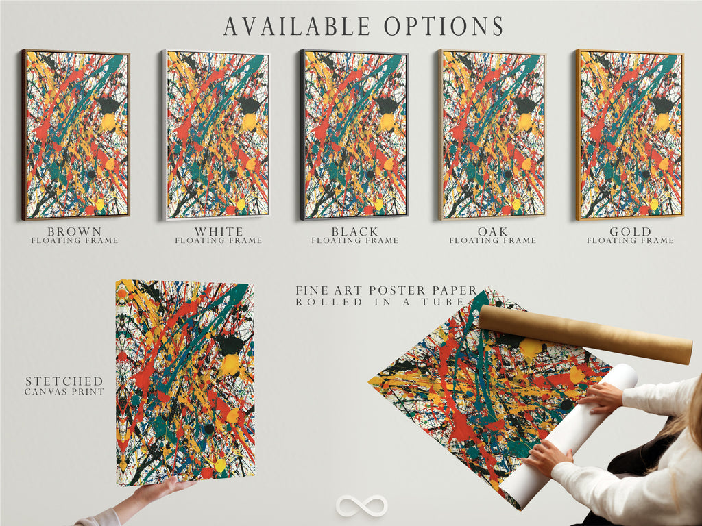 This image showcases available art options. Options include stretched canvas prints. Fine art poster paper is available. Floating frames are also an option. Choose the perfect format for your artwork. Customize your art to match your style. Explore the possibilities with our art options. Create a unique piece.