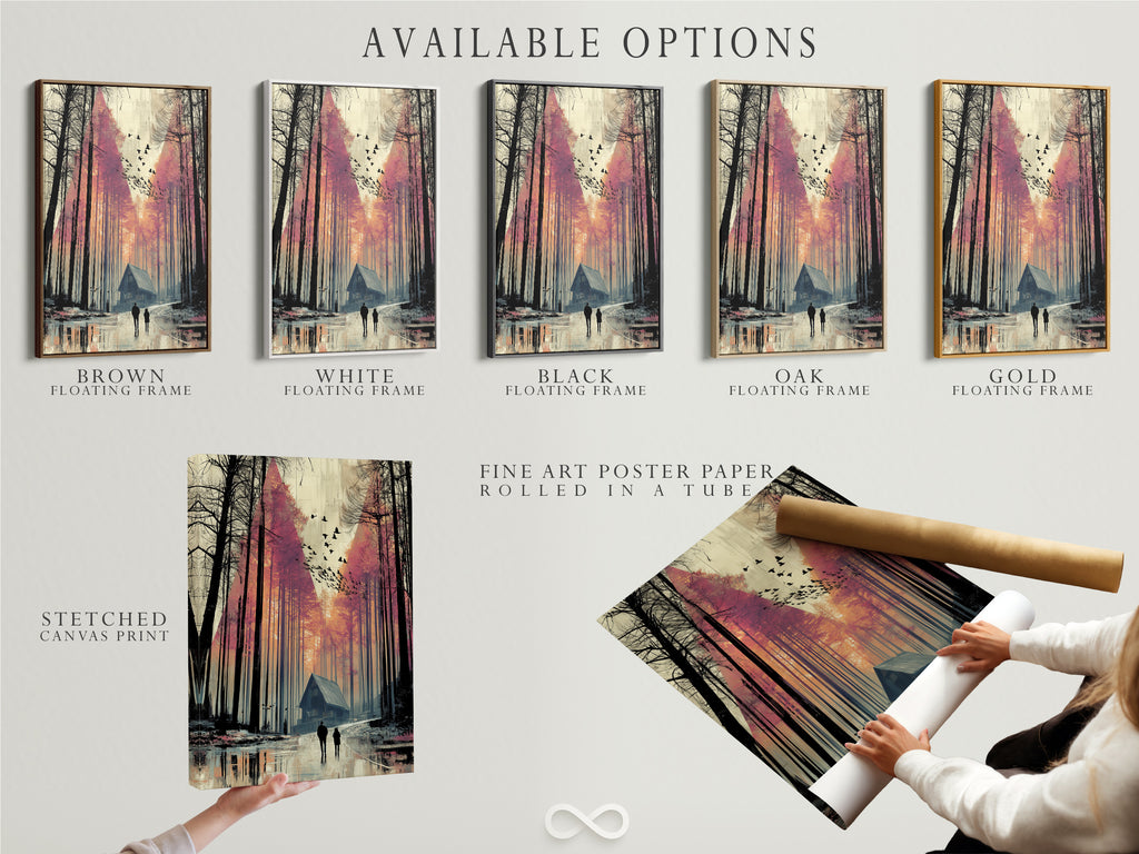 Explore available options including stretched canvas prints fine art poster paper and floating frames. Customize your forest cabin artwork to suit your taste. Create a unique piece of wall art. Find the perfect option for your space.
