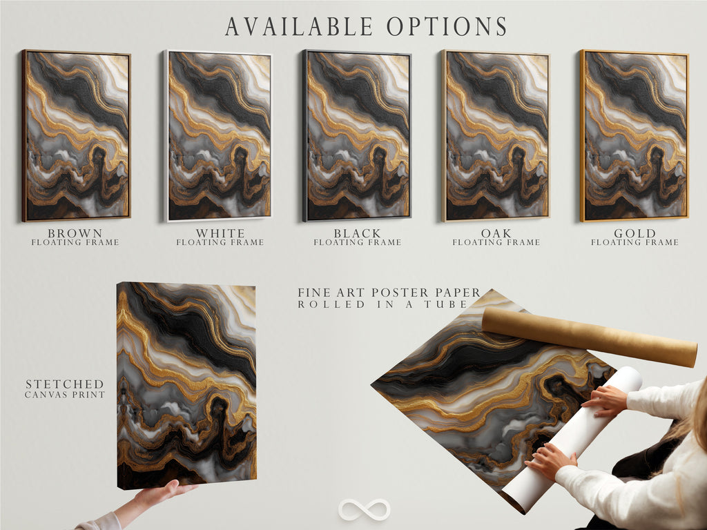 Explore our available options for your artwork. Choose from a stretched canvas print. Or fine art poster paper. You can also select a floating frame. Customize your art to match your style. View all options now.