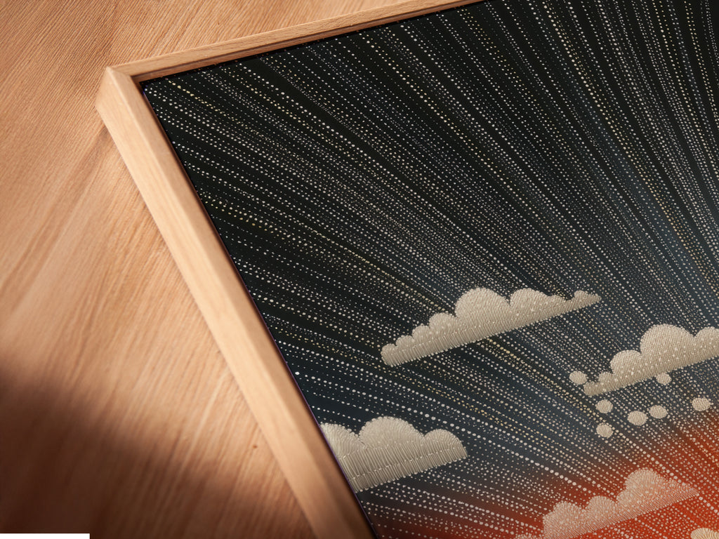 A close-up of a canvas print in a floating frame. The floating frame gives a modern and minimalist look. It makes the artwork appear to float. This frame is a stylish addition to your walls.